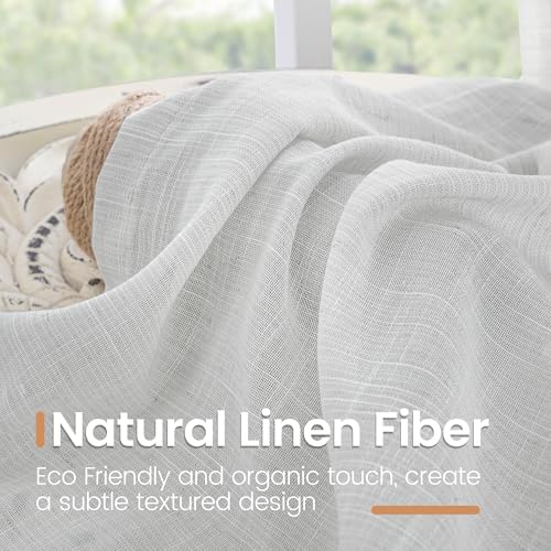 Image of BGment Light Grey Linen Curtains 40 Inch Length - Rod Pocket Kitchen Drapes Light Filtering for Bathroom Window Lightweight, 2 Panels Set, 42 X 40 Inch