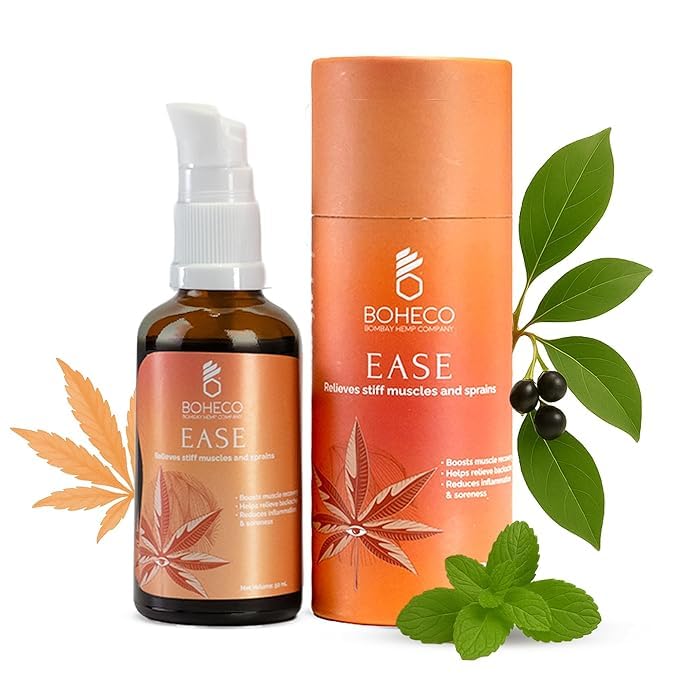 BOHECO Ease, Ayurvedic Pain Relief Oil for Muscle Aches, Sprains and Joint Pain, With Vijaya Leaf Extract, Pudina Satva and Karpur Oil, Reduces Muscle Inflammation & Swelling, Supports Recovery, 50 ml
