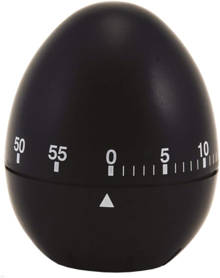 Chef Aid 60 Minute Egg Shaped Timer, In a Black Colout with clear and easy to read White Markings, Perfect for Kitchen use and ideal for many tasks around the home