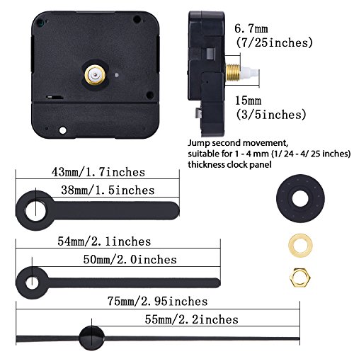 Mudder Clock Movement With Short Hands, 4/25 Inch Maximum Dial Thickness, 3/5 Inch Total Shaft Length #TOP1