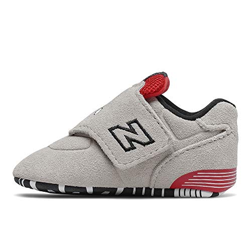 New Balance Baby Boys Iconic 574 V1 Sneaker, Rain Cloud/Team Red/Golden Poppy, 2 X-Wide Infant