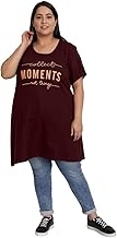 CUPID Women's Regular Fit Cotton Round Neck Half Sleeve T-Shirt, Plus Sizes Nightwear, Sleepwear, Gym n Lounge Wear Long Tops