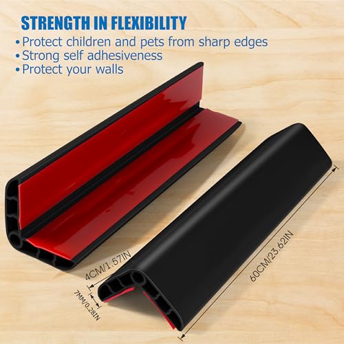 Image of Wall Corner Edge Protector 4 Pack,1.57x1.57x23.62x0.28 inch Soft Baby Proof Corner Guards for Sharp Edges, Self-Adhesive Corner Protectors for Home, Kindergarten,Thickness-7mm(0.28 in)