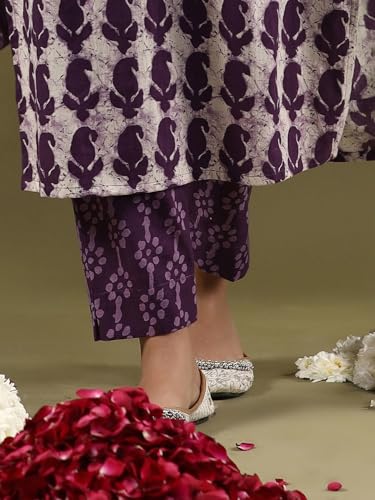 Image of INDO ERA Women's Pure Cotton Printed Straight Kurta & Pant with Dupatta Set