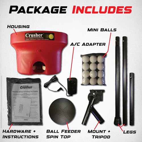 Heater-Sports-Crusher-Pitching-Machine–Pitches-Fastballs-Curveballs-Accurate-Adjustable-Compact-High-Performance-Includes-1-Dozen-White-Mini-Balls-Ideal-for-Baseball-Softball-Training Heater Sports Crusher Pitching Machine–Pitches Fastballs Curveballs Accurate Adjustable Compact High Performance Includes 1 Dozen White Mini Balls Ideal for Baseball Softball Training