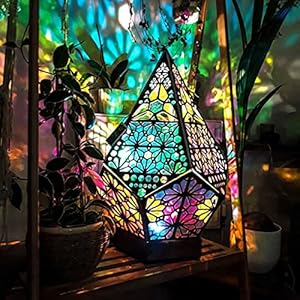 ASDFK Polar Star Boheemse staande lamp, grote staande lamp, kleurrijke 3D-projectienachtlamp, Boheems licht van kunststof in Boheemse stijl, cadeau voor de tuin