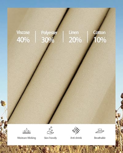 Mens Linen Pants Casual Elastic Waist Drawstring Pants Loose Straight Linen Pant Beach Trousers with 4 Pockets4