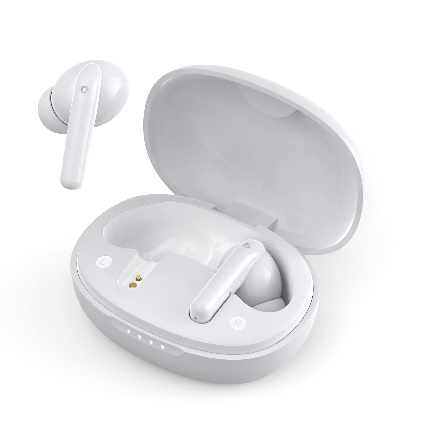 YW YUWISS Bluetooth 5.3 True Wireless Earbuds Touch Control with Charging Case Cordless in Ear Headphones IPX4 Waterproof with Noise Cancelling Mic for Apple iPhone Android Samsung (White)