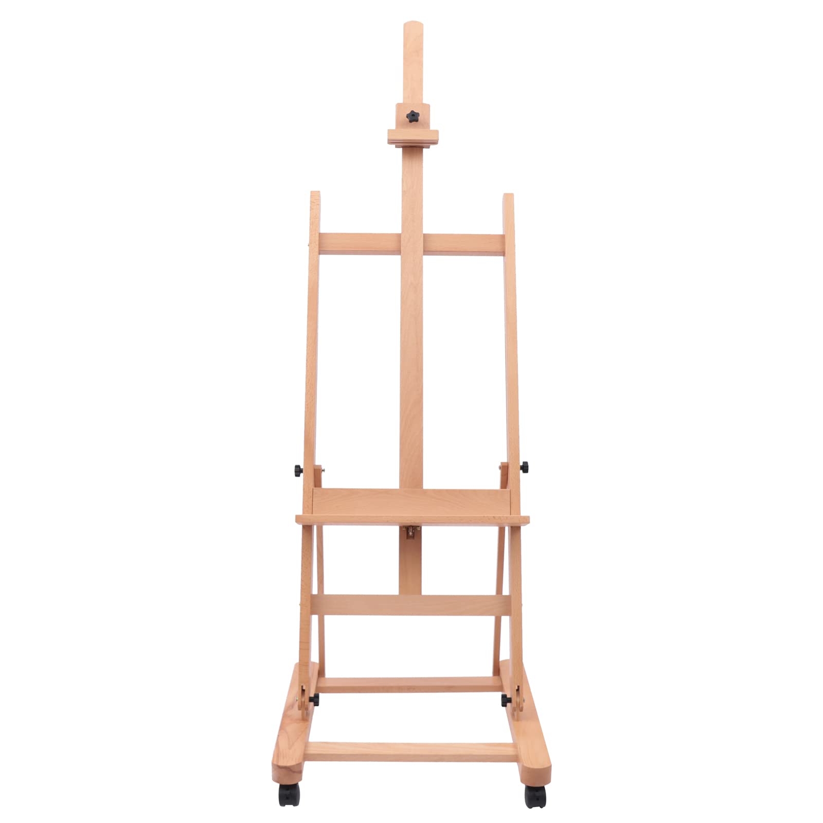 Caballete de pintura portátil profesional caballete de estudio con marco en H, caballete de estudio artista mal caballete de suelo con ruedas giratorias, ajustable artista caballete de madera de haya