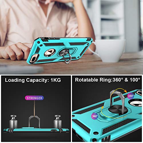 Lumarke Case With Sreen Protector,Pass 16Ft Drop Test Military Grade Cover With Kickstand Protective Phone Case For Iphone 8 Plus/7 Plus/6 Plus Turquoise #TOP4