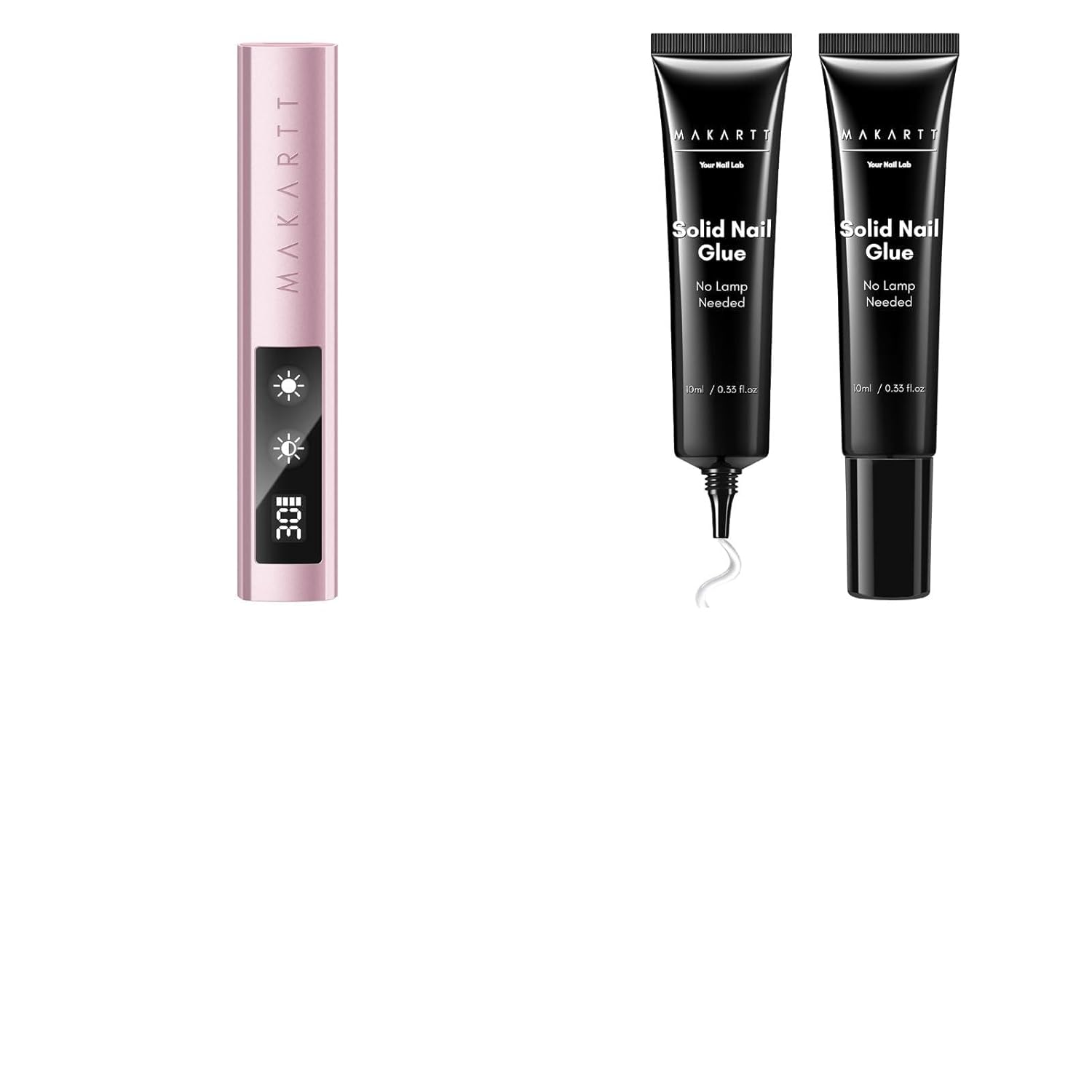 Makartt Handheld UV Nail Lamp with Painless Mode Bundle with Makartt Gel Top Coat - 2 PCS No Wipe Top Coat Gel Nail Polish High Glossy Shine Finish Long Lasting, 10ML Clear Soak Off UV Nail Lamp