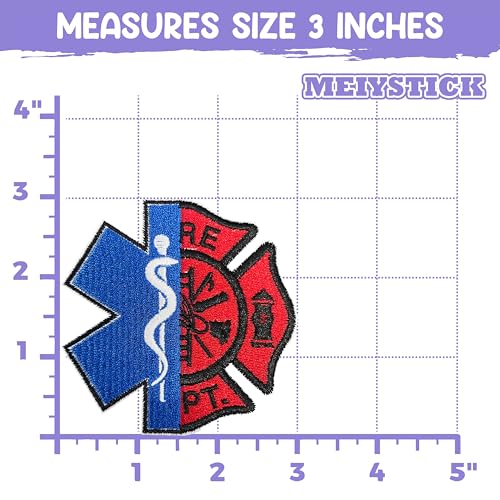 MEIYSTICK EMS Firefighter Embroidery Patches for Clothes Backpacks Hat Jeans Bags, American Flag Size 3" Iron On Patch or Sew On Patches, EMS Fireman Applique Embroidery Patches by MEIYSTICK - Used condition - Image 4