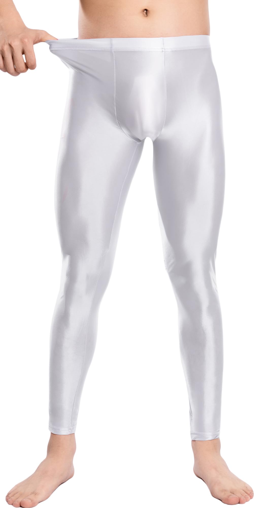 FEOYA Pantalones de compresión para hombre, elásticos, de nailon, suaves, para yoga, correr, gimnasio, entrenamiento