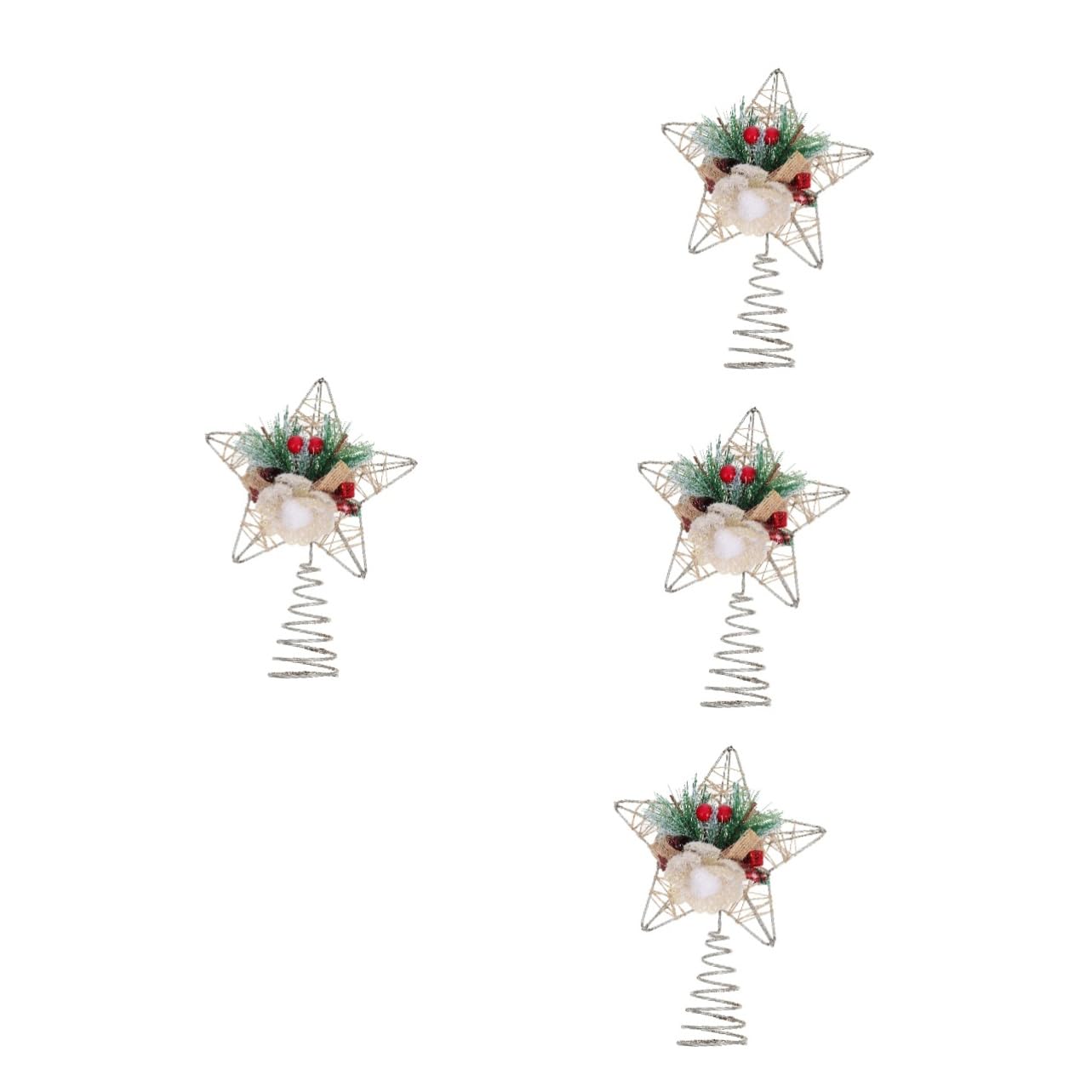 Zerodeko 4 Pièces Étoile De Sapin De Noël Décoration d'arbre De Noël Décor Suspendu Extérieur Haut De Forme d'arbre De d'arbre De Bethléem Le Fer Unique Articles De