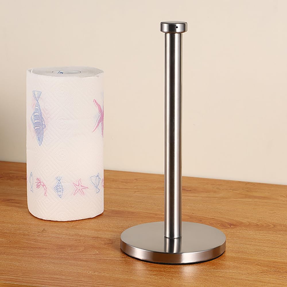 Weighted Paper Towel Holder Countertop Stainless Steel Napkin Holder for Large Roll Free Standing Paper Towel Roll Holder with Heavy Base Standing Vertical Paper Holder for Kitchen Rv (Brushed Nickel) - Image 4