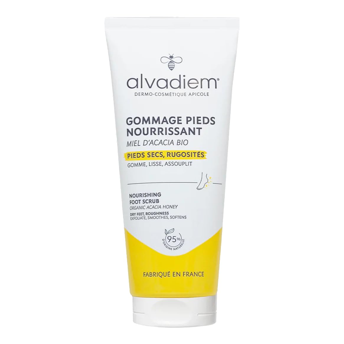 ALVADIEM Nourishing Foot Scrub with Organic Acacia Honey – For Dry Feet & Rough Skin – Made in France