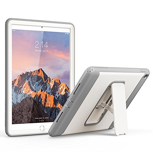 YOUMAKER iPad Pro 9.7 Case, Full-Body Heavy Duty Protective Case with Kickstand and Built-in Screen Protector for Apple iPad Pro 9.7 inch - White/Gray