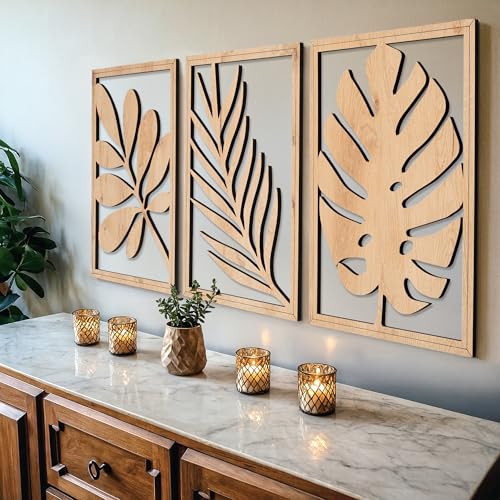 qmmp Modern Wooden Wall Sculptures - Set of 3 -