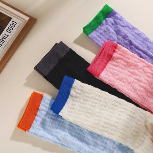 Image of Campsis Women Lace Socks Colorful Sheer Socks Ultrathin Lace Ankle Sock Fashion Hollw Out Casual Sock(5 Pairs), Styleb
