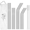 Hiware 12-Pack Reusable Stainless Steel Metal Straws with Case – Long Drinking Straws for 30 oz and 20 oz Tumblers Yeti…