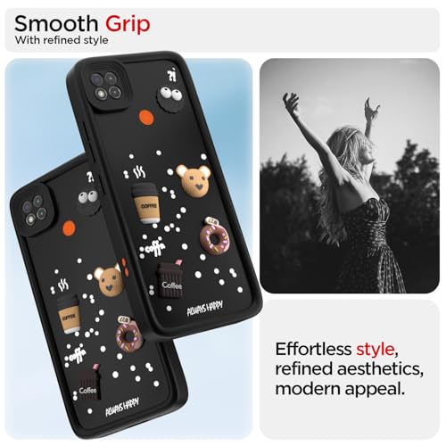 Image of Pikkme Back Cover for Redmi 10A / 10A Sport /Redmi 9 /9 Activ / 9C / Poco C31 | Cute Fun Cartoon 3D Bear Silicone Full Body Protection Bumper Cover (Black)