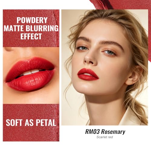 Image of Oulac Matte Red Lipsticks for Women, Silky Velvet Matte Lipstick, Soft Smooth Texture, High Impact Lip Color, Not Dry Lightweight Formula Infused with Vitamin E, Vegan&Cruelty Free RM03