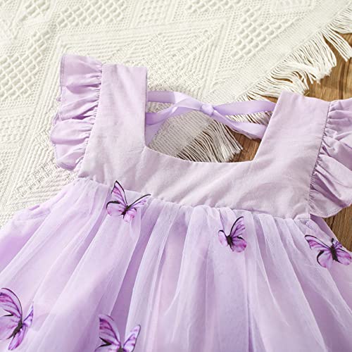 Toddler Baby Girls Butterfly Print Tulle Dress Flutter Sleeve Princess Dresses Kids Pageant Dress Party Gown4
