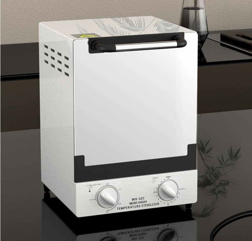 Hochtemperatur Sterilisator mit Tablett und Trennwand, 12L 250°C Infrarot Autoklav Sterilisator mit Einstellbarer Temperatur und Zeitsteuerung für Friseur Studios, Spa, Dental, Pediküre Studios