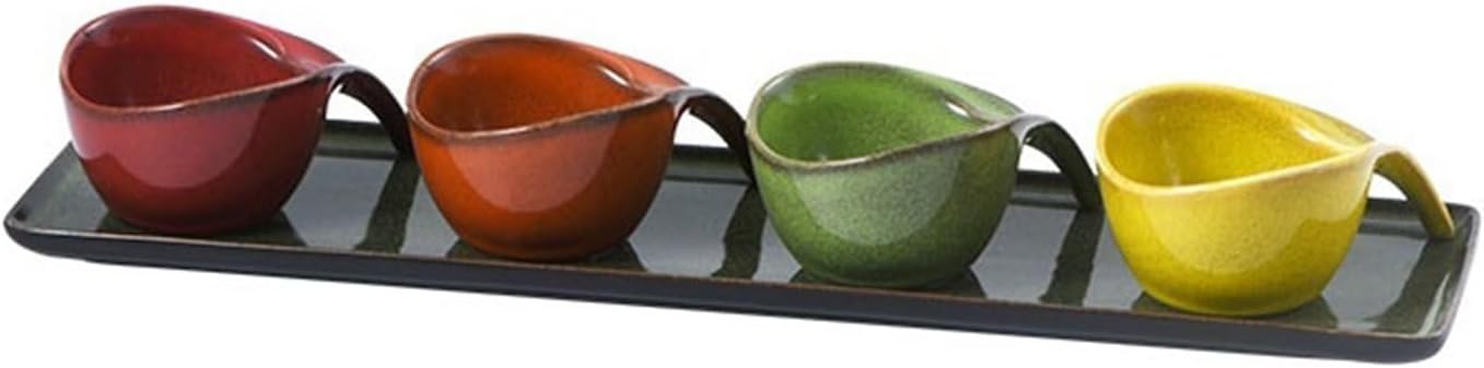 Bowl for Sauce Four Compartments Condiment Dish Household Ceramic Snack Plate Hotel Western Restaurant Caviar Appetizer Bowl