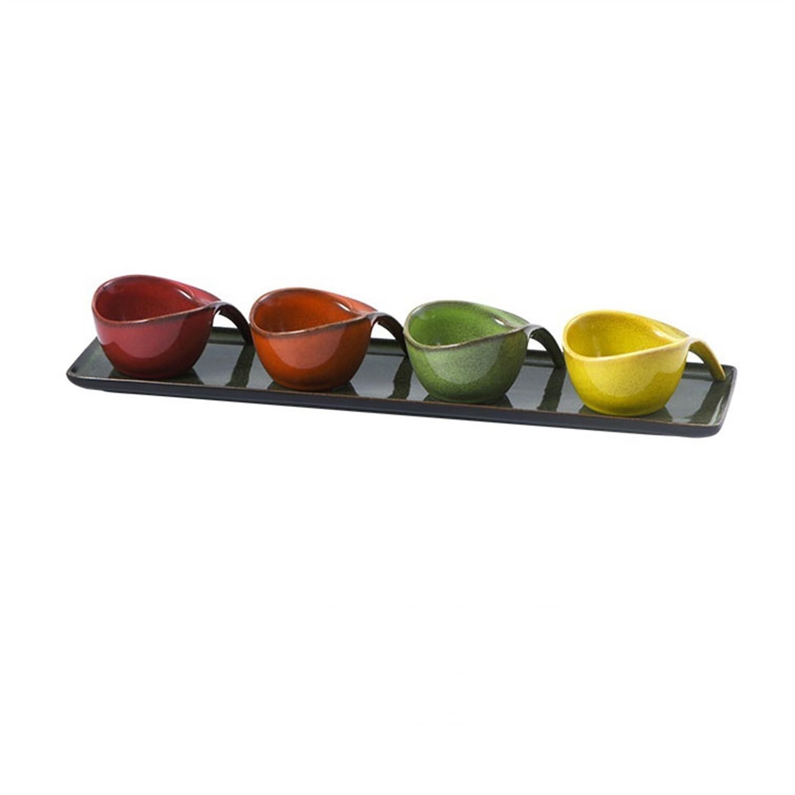 Cenz-888 Snack Dish Four Compartments Condiment Dish Household Ceramic Snack Plate Hotel Western Restaurant Caviar Appetizer Bowl