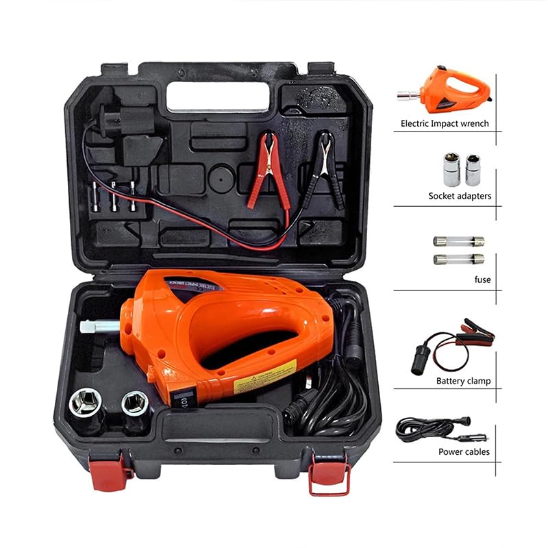 Clé à Choc 2 en 1 12V 80W, Boulonneuse à Choc Électrique 350N.m, Visseuse à Choc Vitesse à Vide 10500 Tr/min, Outil Multifonction avec Accessoires Complets