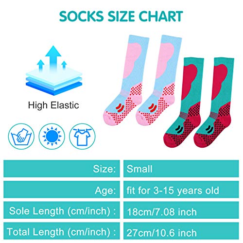 Kuyou Kids Ski Socks, 2 Pair Warm Long Knee High Snow Winter Skiing Snowboarding Skating Socks For Youth Boy Girl #TOP5