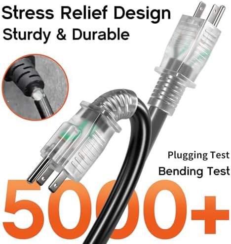 Deeklify 6FT 16 Gauge Black Outdoor Extension Cord with Multiple Outlets - 4
