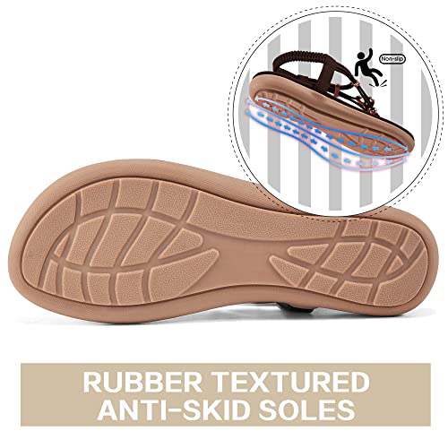 Image of Alicegana Women's Summer Sandals Bohemian Beaded Ankle Walking Strap Casual Flip Flops Ladies Sexy Flats Comfortable Shoes