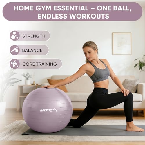 Image of APEXUP Yoga Ball, 660 lbs Anti-Burst Exercise Ball with Pump, 5 Sizes | Anti-Burst, Anti-Slip, SGS Certified, Strengthens Core, Improves Balance & Posture, Boosts Flexibility & Stability