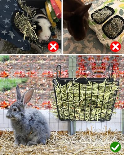 Rabbit-Hay-Feeder-Guinea-Pig-Hay-Feeder-X-Large-Metal-Frame-Bunny-Hay-Feeder-97x47x66-inch-Guinea-Pig-Hay-Holder-for-Bunny-Guinea-Pigs-Chinchillas-Small-Animals-1-Pack Rabbit Hay Feeder - Guinea Pig Hay Feeder - X-Large Metal Frame Bunny Hay Feeder, 9.7x4.7x6.6 inch Guinea Pig Hay Holder for Bunny, Guinea Pigs, Chinchillas, Small Animals (1 Pack) - Image 6