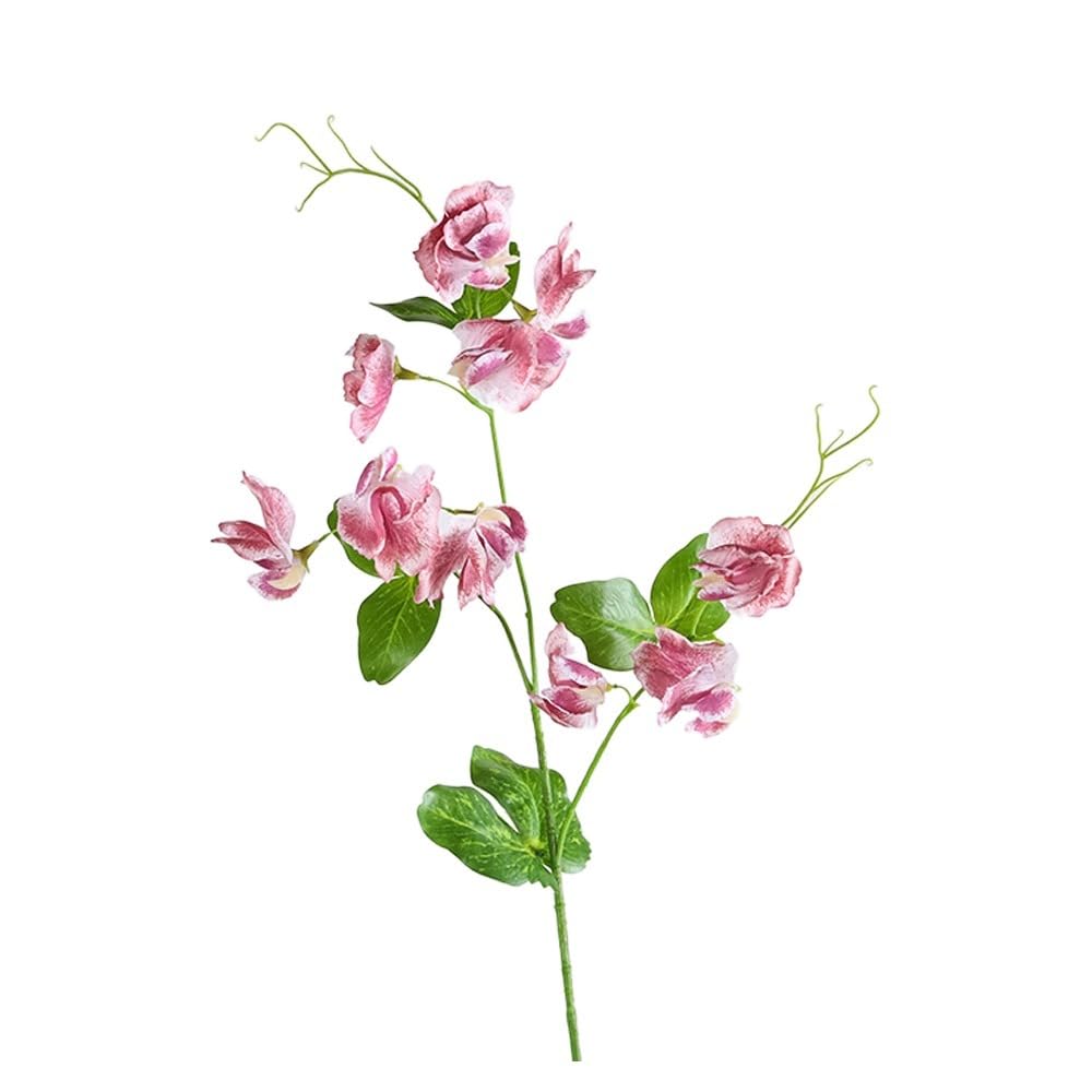 Fiori artificiali di pisello, 55 cm, in finta seta, ornamento floreale, ramo di pisello in seta (rosa scuro)