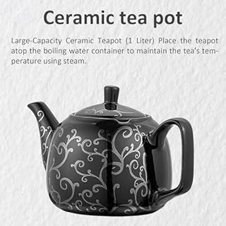 Electric Tea Maker with 2 Tiers, 3L Stainless Steel Kettle and 1L Ceramic Teapot, Heat Preservation and Automatic Power-Off Function for Tea and Coffee