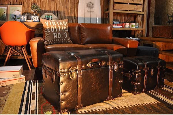 大型アンティーク宝箱スツールセット 大型アンティーク宝箱スツール