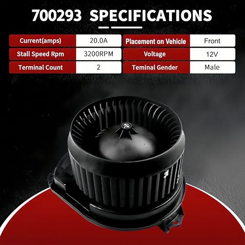 Image of Vetmor 700293 HVAC Blower Motor Assembly for Jeep Cherokee 2014-2023, Chrysler 200 2015-2017, Front Side, Replace# 700293 68223053AC