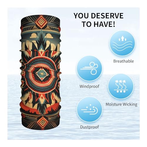 Gargantilla Geométrica Vintage de Paisaje Nativo Southwest para Mujer y Hombre, Mascarilla Facial, Bufanda de Cuello Elástica, Balaclava para Motocicleta, Ciclismo, Esquí, Fiesta, Blanco miniatura 5