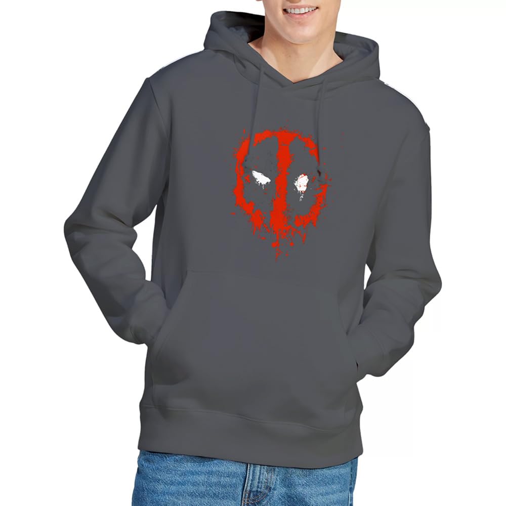 Marvel Unisex Grey Deadpool Paint Logo Hoodie In Small