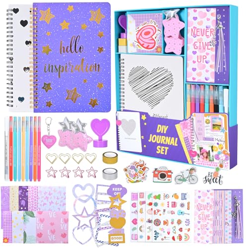 GRACELOOK 2-Pack DIY Journal Kit,Gifts for Girls Ages 8 9 10 11 12 13 14 Year Old Cool Birthday Gifts,DIY Journal Set for Tween & Teen Girls, Stationery Set, Scrapbook kit & Diary Supplies Set