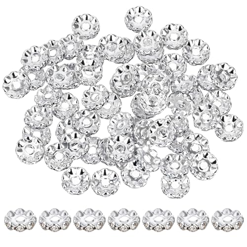 JIYIN Rhinestone Beads for Pens Making 100 Pcs 12mm Bulk Beadable Spacer Beads Rhinestone Beads Glitter Wave Diamond Crystal Beads for DIY Pens Bracelet Jewelry Making Craft Supplies(Style1)
