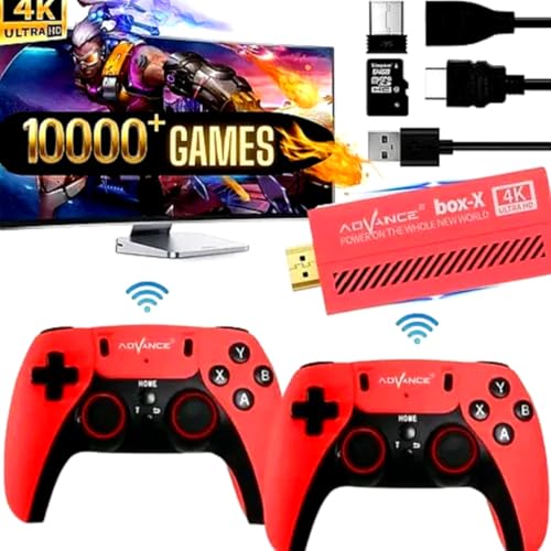 Image of Monex Stationary Wireless Retro Game Console Stick with 2 Controllers, 4K HDMI Gaming Console for TV, 10000+ Built-in Classic Games, Plug & Play, Dual Player Retro Video Game System