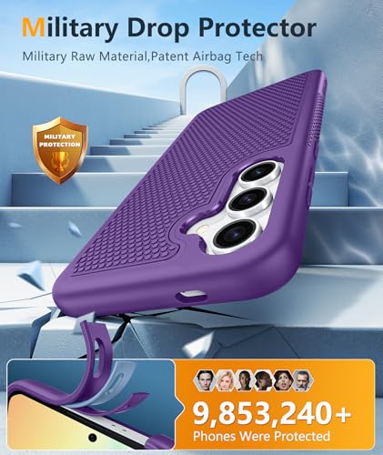 Image of FNTCASE for Samsung Galaxy S25-Plus Case: S24-Plus Dual Layer Heavy Duty Phone Protective Cover Shockproof Rugged with Non-Slip Textured - Military Drop Protection Bumper Tough - 6.7 inch(Purple)