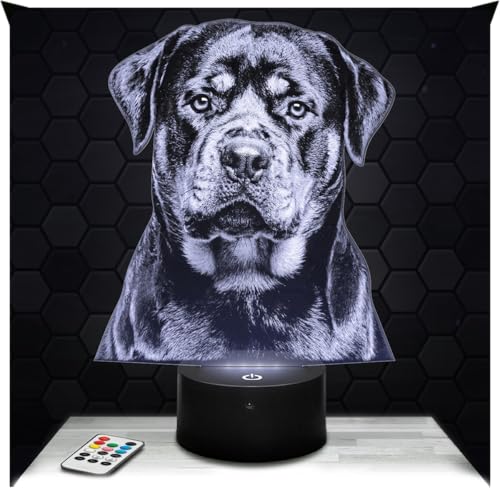 Lampephoto.fr - Rottweiler Dog 3D Lamp, Night Light 3D LED Illusion Lamp, pet Decoration, Gift for Doglover, Night Light for Children's Bedroom, Gifts Idea for Boys, Original Christmas, Gift