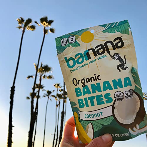 Barnana - Organic Chewy Coconut Banana Bites, Healthy Dehydrated Treat, Chewy Coconut Banana Snack, Made With Real Fruit, Potassium, Kosher, USDA Organic, Paleo, Gluten-Free, Vegan (3.5 oz, 12-Pack)