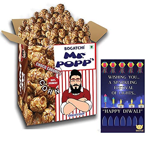 BOGATCHI Mr.POPP's Dark Chocolate Popcorn, Gourmet Popcorn Gift Hamper, Diwali Gift for Friends and Family, 250g + Free Happy Diwali Greeting Card-picture-19