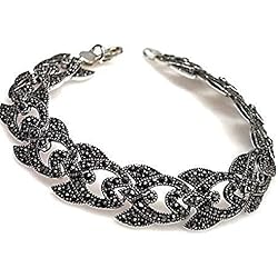 Pulseras De Plata Vieja Con Marquesitas Minoplata Pulsera clásica de Plata de Ley Envejecida con Marquesitas una Joya Que jamás Pasa de Moda Ideal para Regalar a una Mujer Elegante